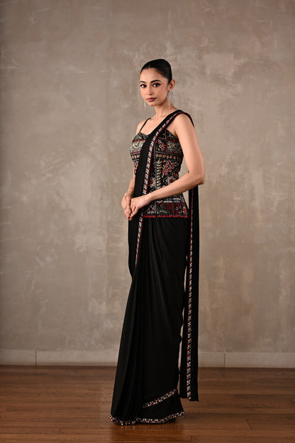 Midnight Heirloom Drape Saree Set
