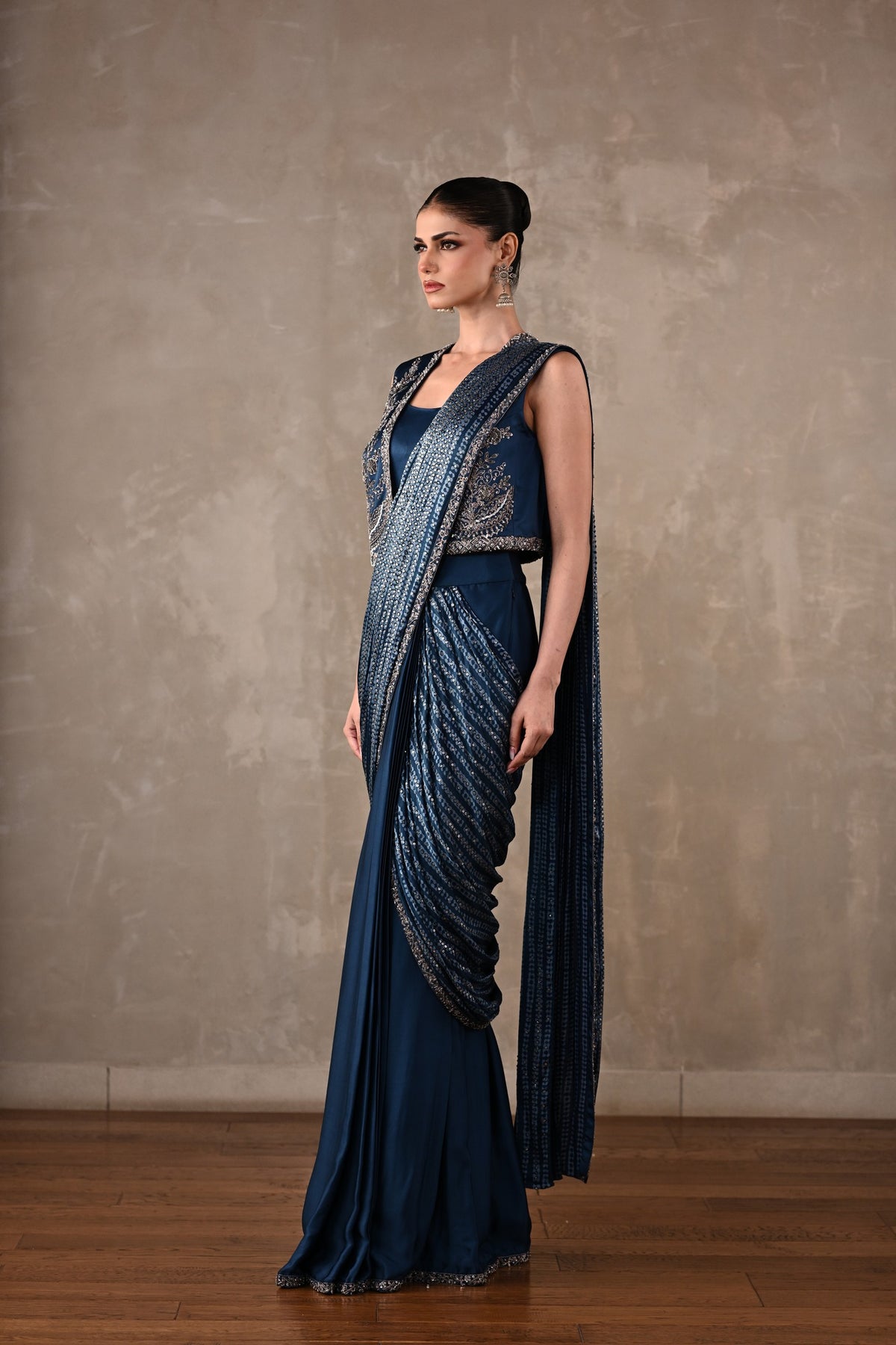Printed Draped Saree Co-Ord Set