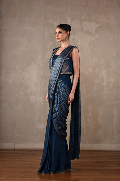 Printed Draped Saree Co-Ord Set