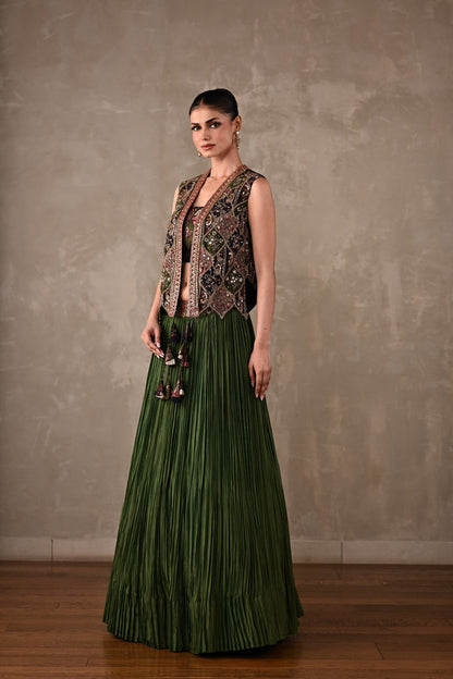 Patchwork-Inspired Embroidered Lehenga Set