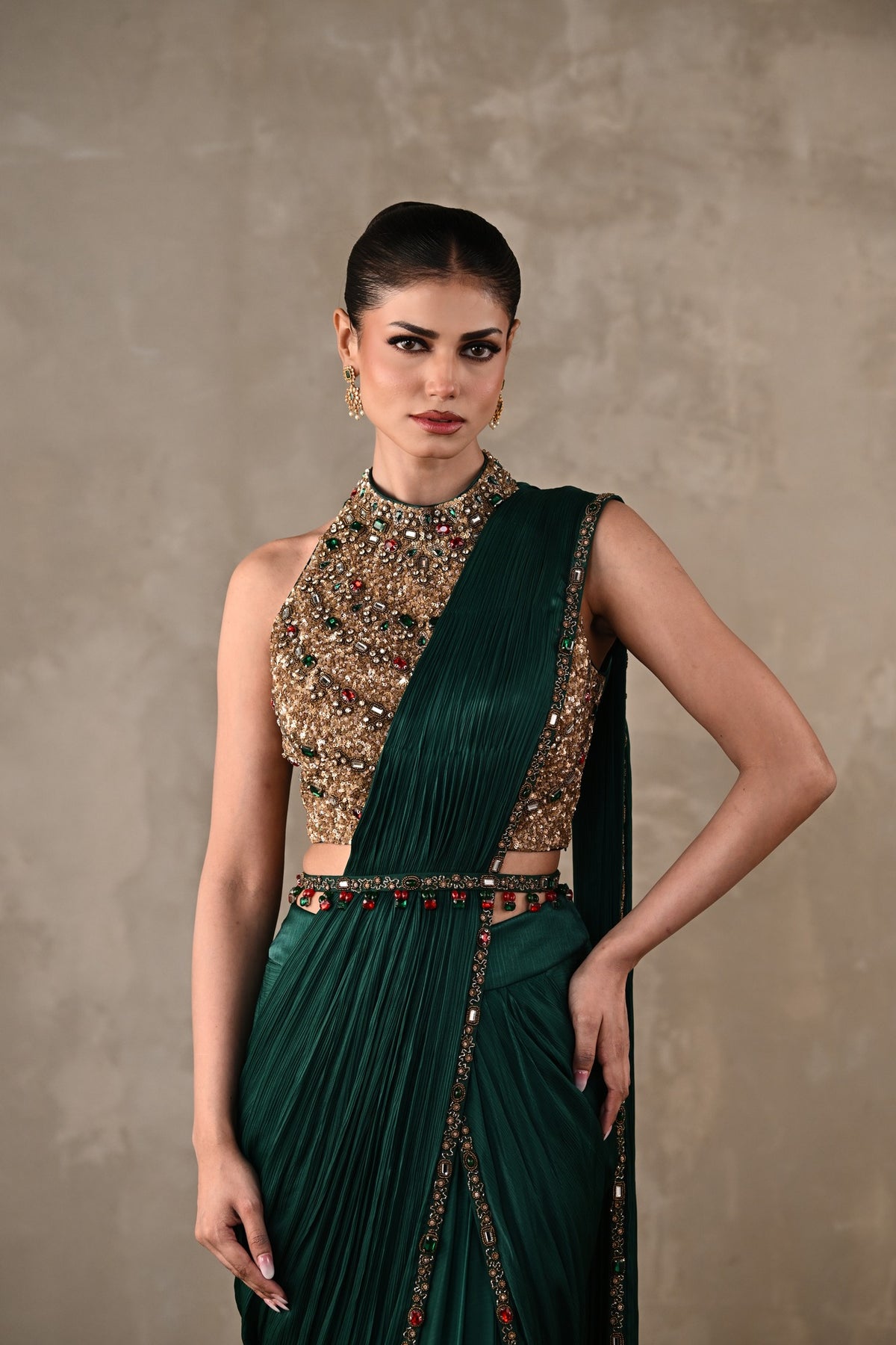 Bejewelled Drape Saree Set