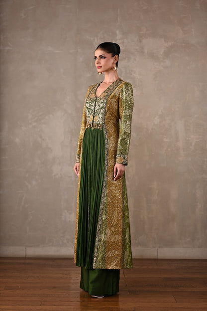 Embroidered Silk Panelled Co-ord Set