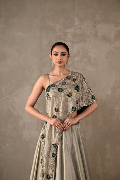 Floral On-Shoulder Lehenga Set