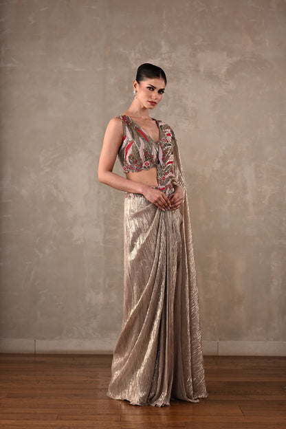 Embellished Draped Saree Ensemble