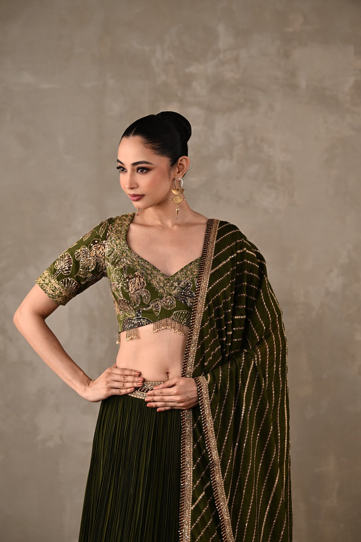 Botanical Drape Embellished Lehenga Set