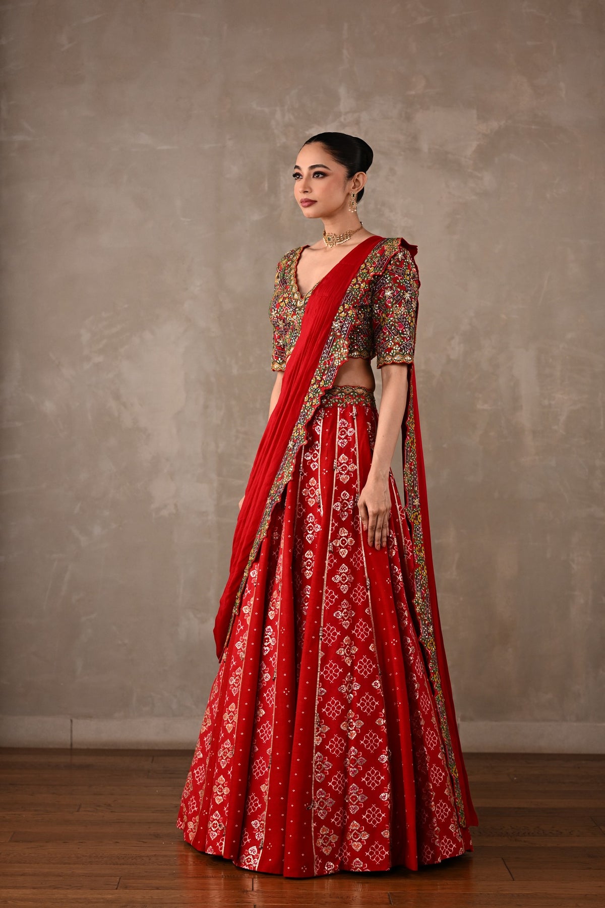 Embroidered Drape Lehenga Set