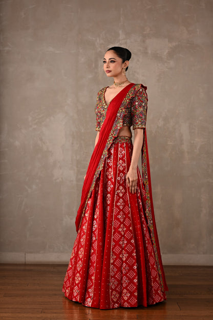 Embroidered Drape Lehenga Set