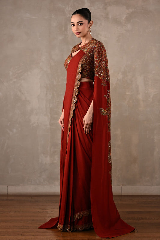 Regal Draped Saree Set XS