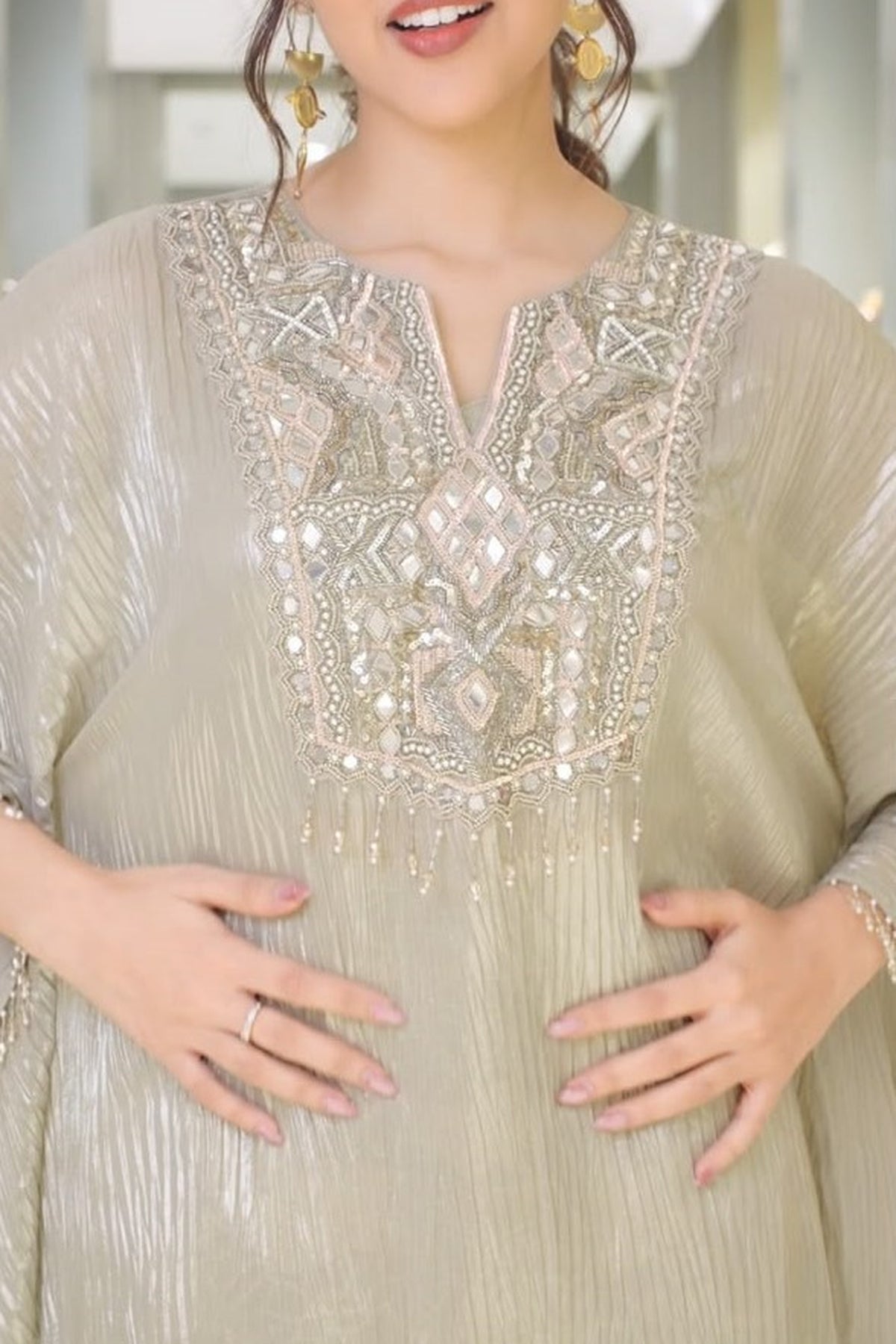 Embellished Kaftan with Coordinated Pants