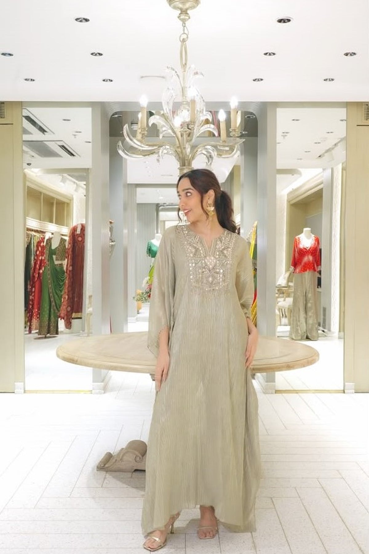 Embellished Kaftan with Coordinated Pants
