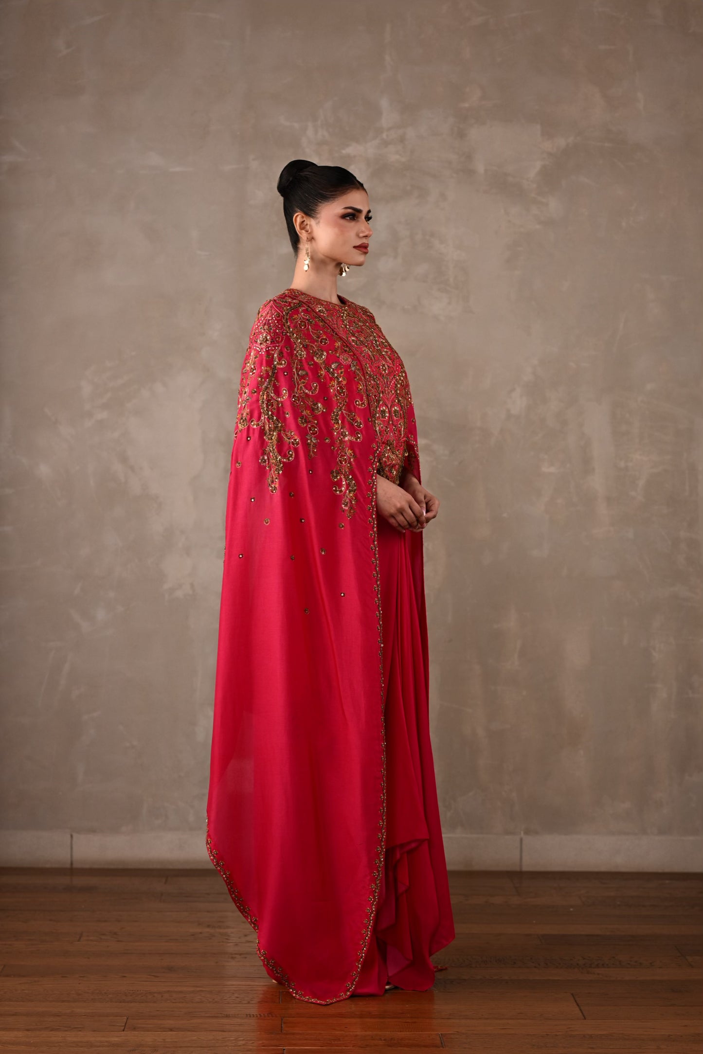 Ornate Cape-Style Silk Co-Ord Set