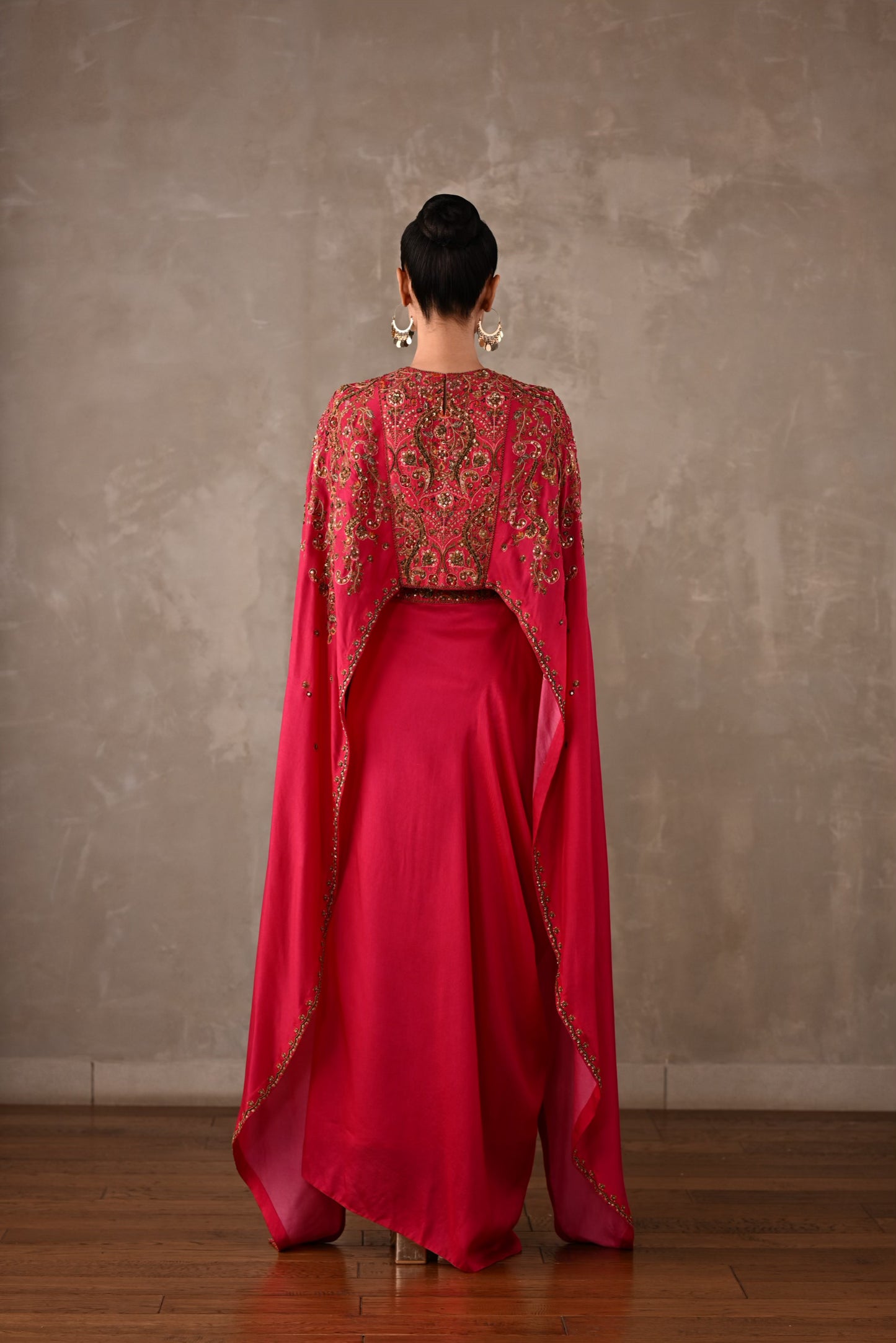 Ornate Cape-Style Silk Co-Ord Set