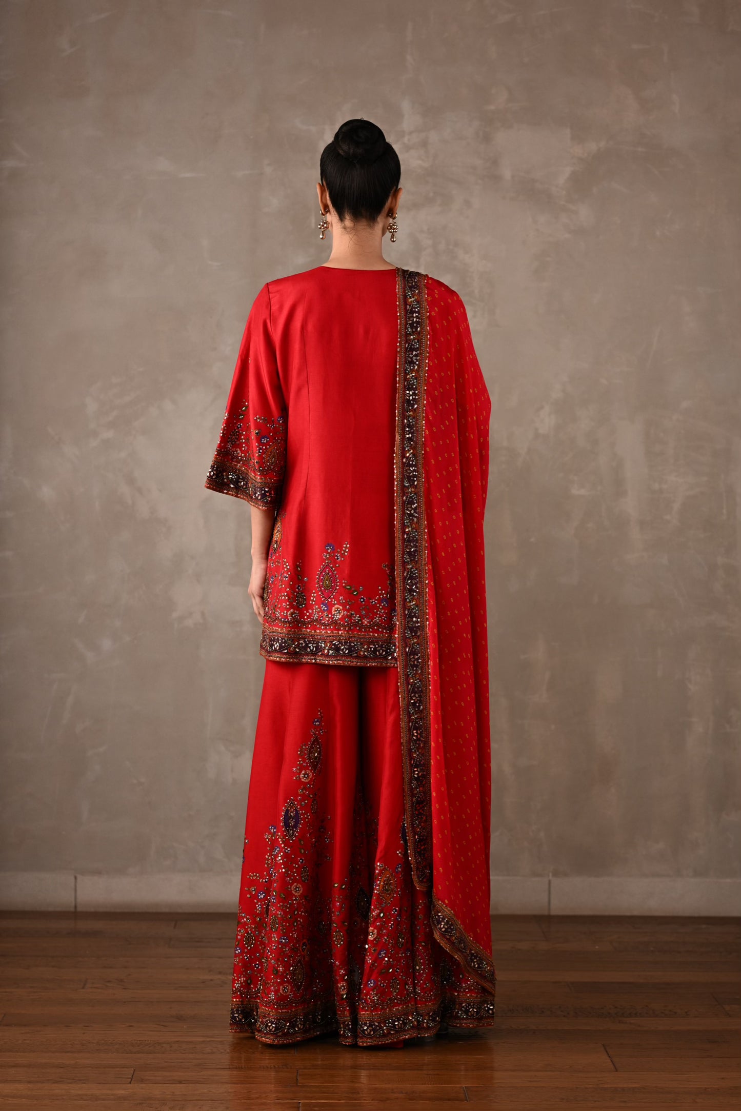 Printed Embellished Kurta Sharara Set