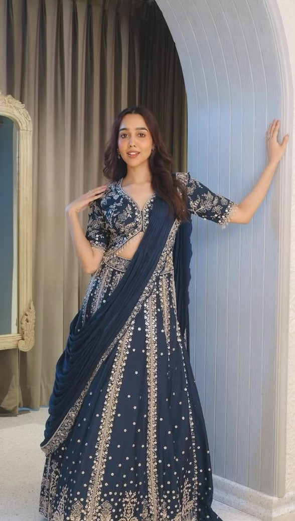 Regal Drape Embellished Lehenga Set