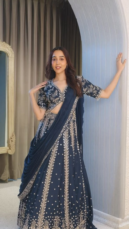 Regal Drape Embellished Lehenga Set