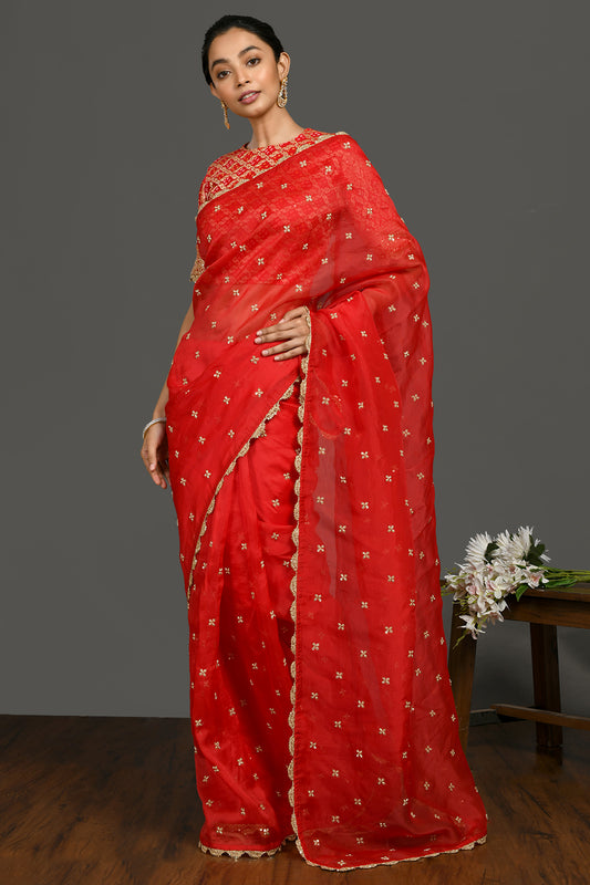 Classic Red Organza Saree