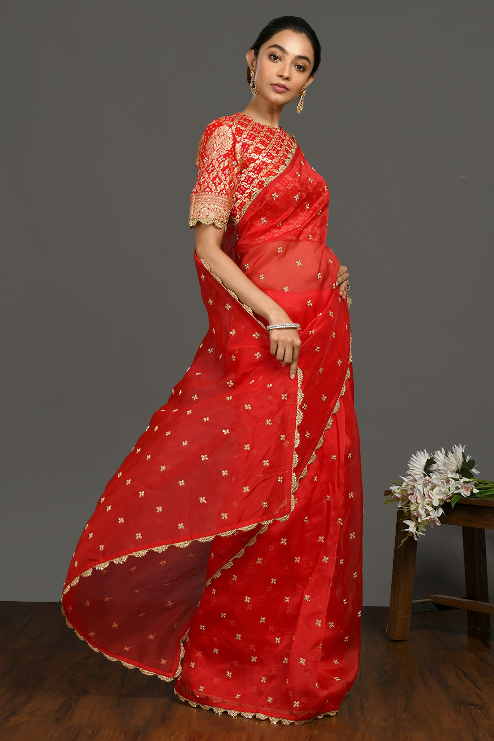 Classic Red Organza Saree